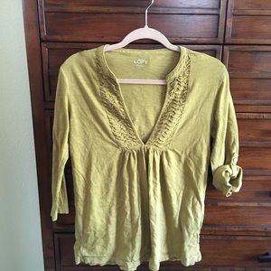 LOFT pea green tunic top